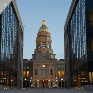 The exterior of the Wyoming State Capitol is pictured during the 2024 legislative session