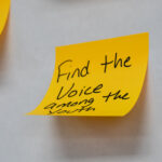 A sticky note reads: Find the voice among the youth.
