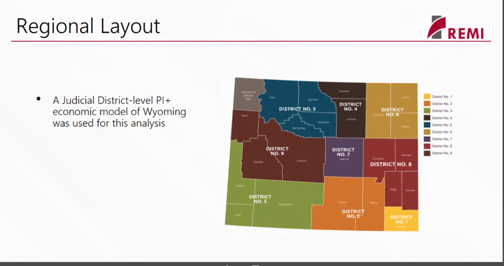 A screenshot of a presentation showing a map of Wyoming.