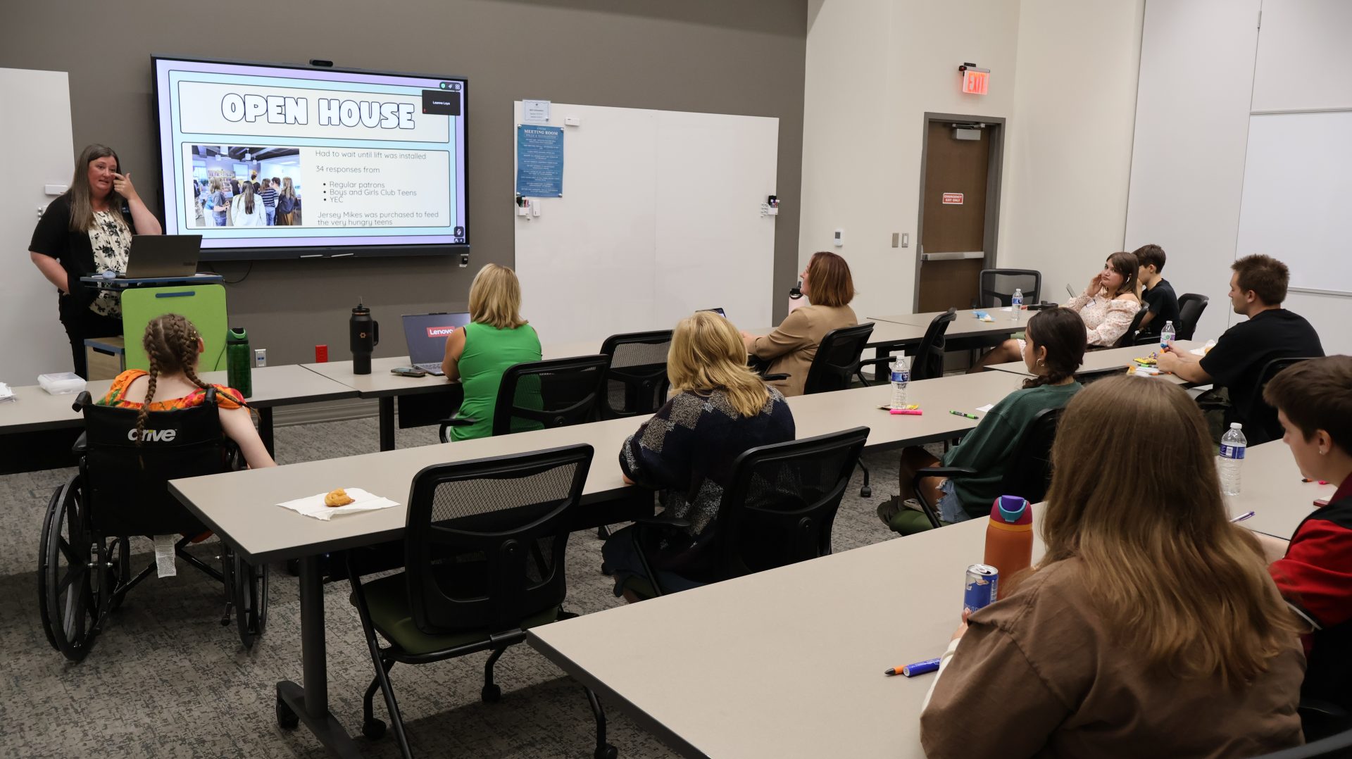 A library staff member presents survey results on changes to the Teen Zone